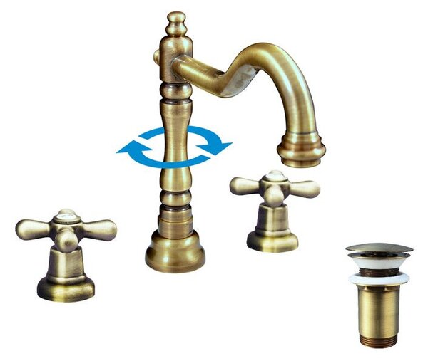 Miscelatore per lavabo con uscita click-clack MORAVA OLD BRASS, Colore: old brass, Dimensioni: 1/2'' (MK132.5SM)