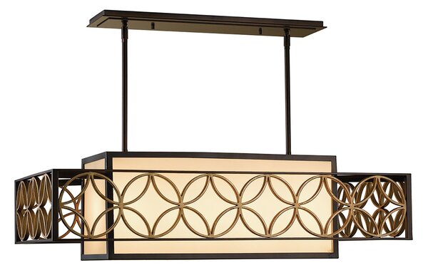 Lampadario Contemporaneo Remy Metallo Bronzo Antico Oro 4 Luci E27