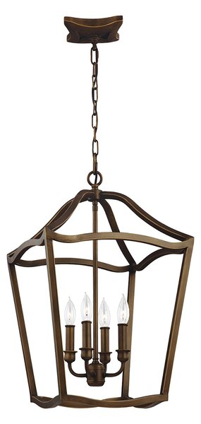 Lampadario Contemporaneo Yarmouth Acciaio Ottone Antico Verniciato 4 Luci E14