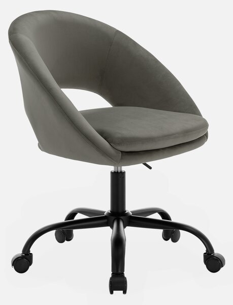 Sedia da ufficio con rotelle in velluto, Grigio