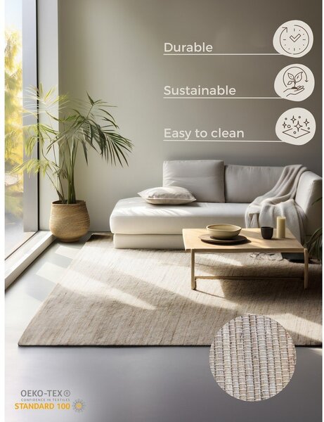 Tappeto colore naturale chiaro in misto iuta reversibile/tessuto a mano 160x230 cm Handloom – Hanse Home