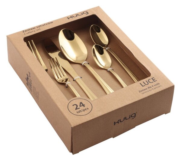 Posate dorate in acciaio inox 24 pz per 4 persone Luce – Kulig