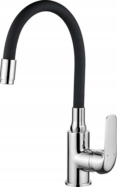 Miscelatore da cucina con bocca flessibile nero Elza