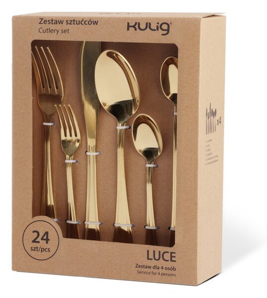 Posate dorate in acciaio inox 24 pz per 4 persone Luce – Kulig