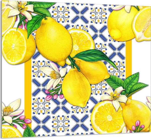 PIATTO IN VETRO PER CUCINA 65x60 Limoni