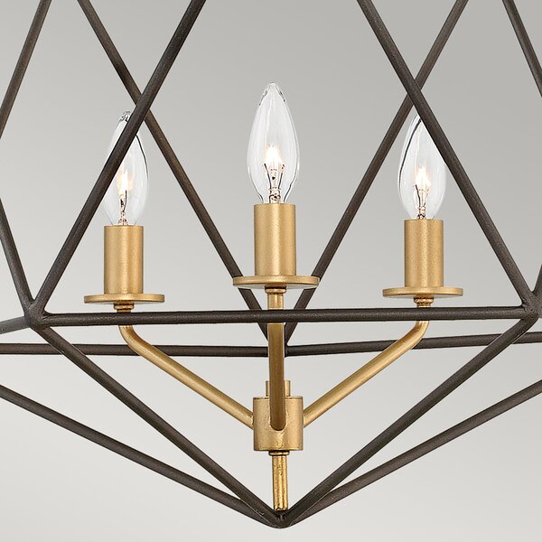 Lampadario Industrial Nordico Astrid Metallo Bronzo Opaco 3 Luci E14