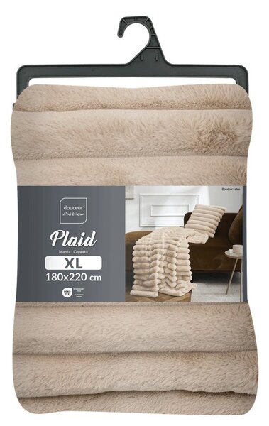 Coperta beige in micropile 180x220 cm Boudoir – douceur d'intérieur