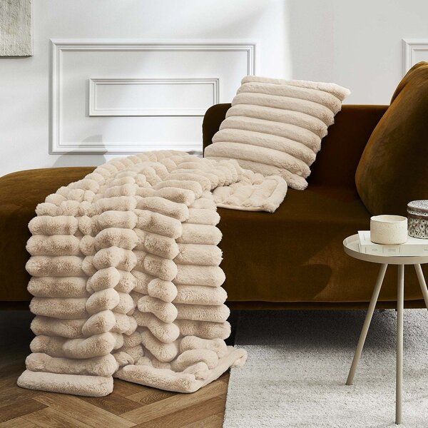 Coperta beige in micropile 180x220 cm Boudoir – douceur d'intérieur