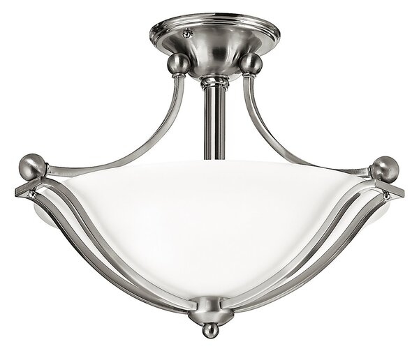 Lampada a Soffitto 2 Luci Kalf In Acciaio Bianco A Bracci E Sfere In Vetro Opalino E Oro