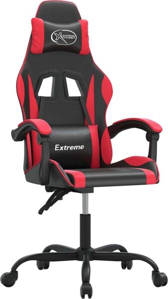 Sedia da Gaming Girevole Nera e Rossa in Pelle finta