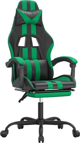 VidaXL Sedia da gioco con poggiapiedi in ecopelle nera e verde