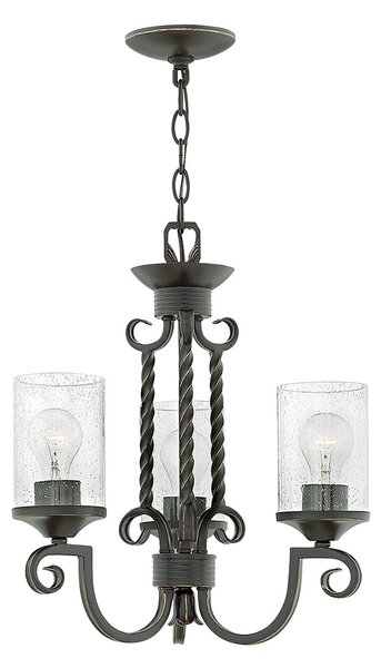 Lampadario Industrial Nordico Casa Alluminio Nero Antico Vetro 3 Luci E27