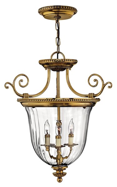 Lampadario Contemporaneo Cambridge Ottone Brunito Vetro 3 Luci E14