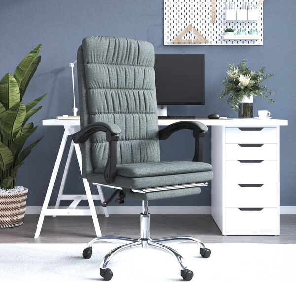 VidaXL Sedia da ufficio con funzione reclinabile in tessuto grigio scuro - Sedia da ufficio con funzione reclinabile - Sedie da ufficio con funzione reclinabile - Sedia da ufficio con funzione relax - Sedia da scrivania