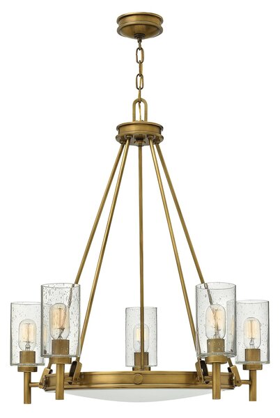 Lampadario Contemporaneo Collier Acciaio Ottone Antico Vetro 5 Luci E27