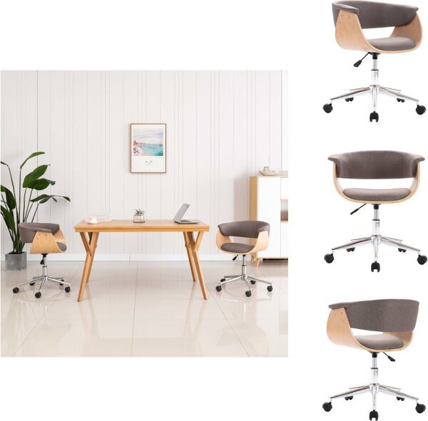 VidaXL Sedia da ufficio girevole in legno curvato e tessuto taupe - Sedie da ufficio