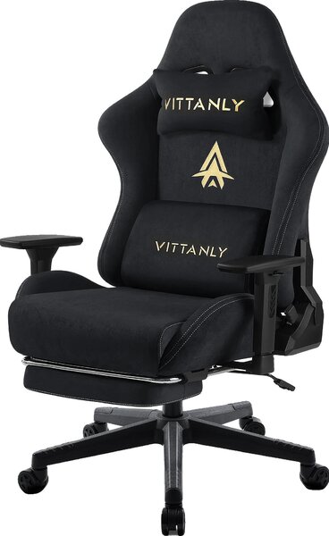 Sedia da gioco, Design ergonomico, Materiale traspirante, Nero, Nero