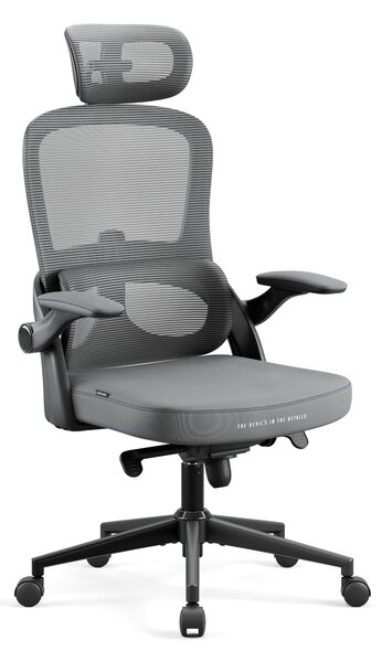 Sedia da ufficio Diablo V-Light Sedia da ufficio ergonomica Braccioli 3D Supporto lombare integrato Portata fino a 110 kg Grigio