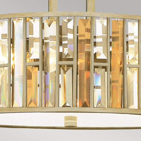 Lampadario Contemporaneo Gemma Acciaio Foglia Argento Cristallo 3 Luci E27