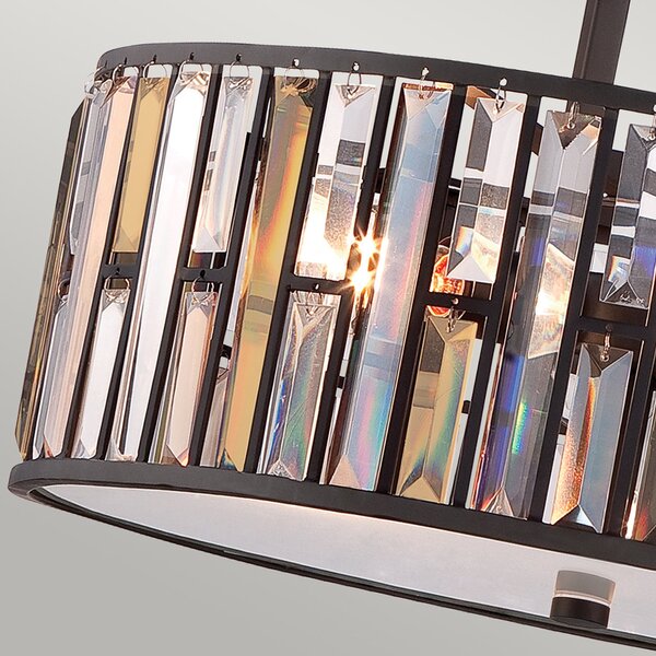 Lampadario Contemporaneo Gemma Acciaio Bronzo Vintage Cristallo 3 Luci E27
