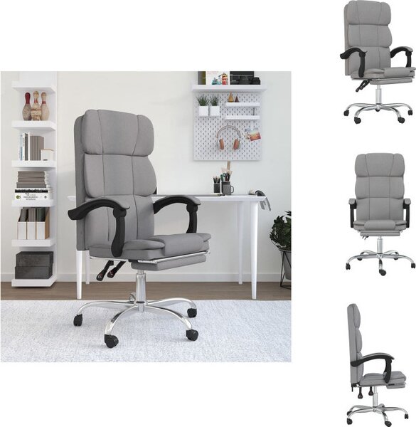 VidaXL Sedia da ufficio con funzione reclinabile in tessuto grigio chiaro - Sedie da ufficio