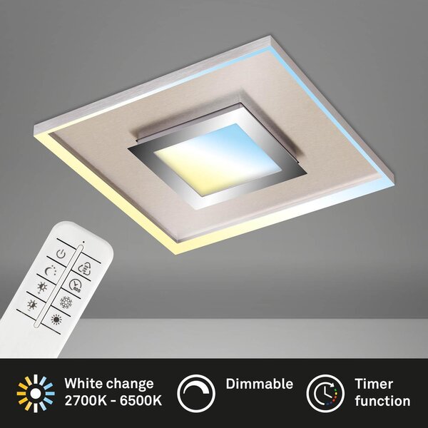 Plafoniera Briloner 30W Centrelight CCT Dimmerabile Telecomando Plafoniera Cromo nichel opaco