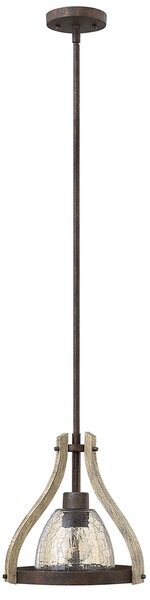 Sospensione Industrial Nordica Middlefield Acciaio Ferro Ruggine Legno Luce E27