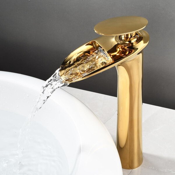 Rubinetto per lavabo a cascata retro, con beccuccio in ottone