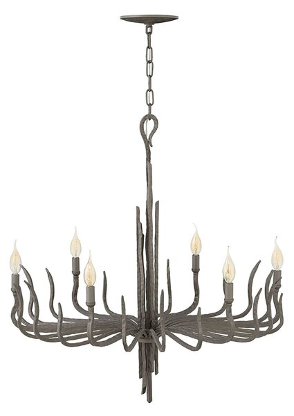 Lampadario Industrial Nordico Spyre Acciaio Bronzo Metallizzato Opaco 6 Luci E14