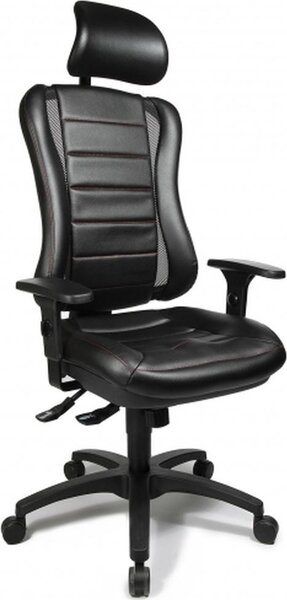 Topstar sedia professionale da ufficio HEAD POINT RS Sedia da scrivania ergonomica con braccioli in tessuto nero Sedia girevole per ufficio, casa