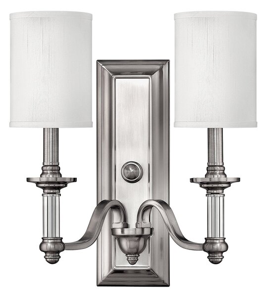 Applique Classica Sussex Acciaio Nichel Spazzolato Tessuto 2 Luci E14