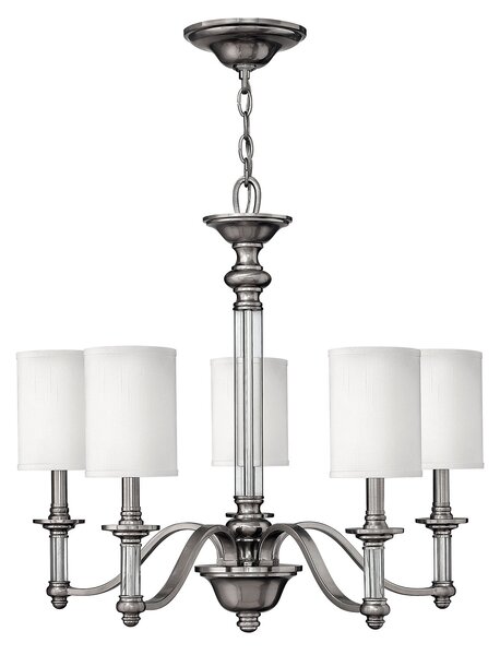 Lampadario Classico Sussex Acciaio Nichel Spazzolato Tessuto 5 Luci E14