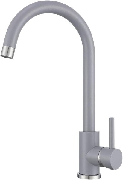 Rubinetto da cucina VBChome grigio effetto granito girevole a 360° – Rubinetto monocomando per lavello, rubinetto moderno per lavello