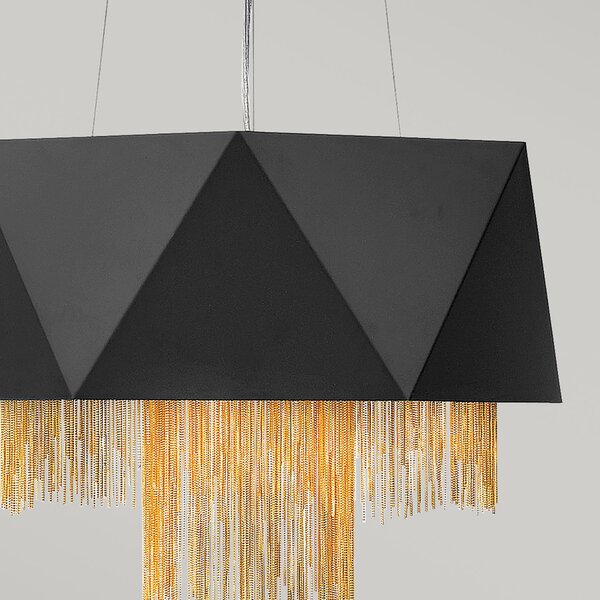 Lampadario Contemporaneo Zuma In Acciaio Nero Satinato Oro 6 Luci E27