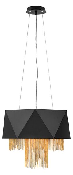 Lampadario Contemporaneo Zuma In Acciaio Nero Satinato Oro 6 Luci E27