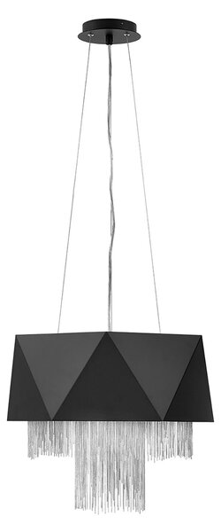 Lampadario Contemporaneo Zuma In Acciaio Nero Satinato Argento 6 Luci E27