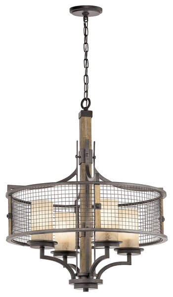 Lampadario Contemporaneo Ahrendale Ferro Incudine Vetro 4 Luci E27