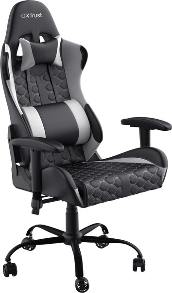 Trust Gaming GXT 708W Resto Gaming Chair, girevole a 360°, sedia da ufficio con cuscino rimovibile, sedia regolabile in altezza per computer, sedia bloccabile - Bianco