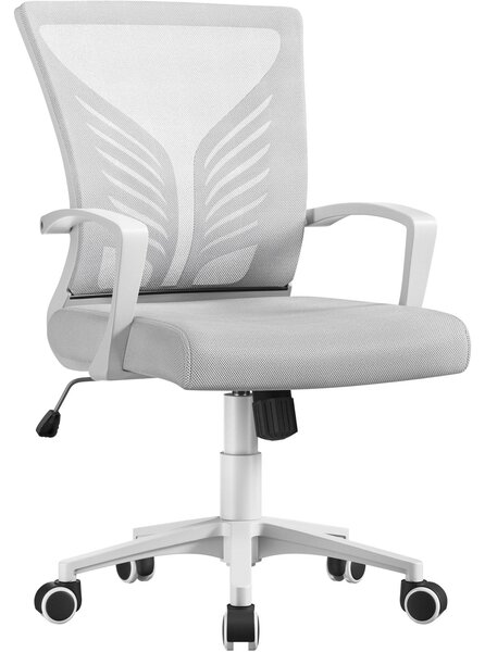 Sedia da ufficio ergonomica - Grigio chiaro - Mesh - Altezza regolabile 44 - 53,5 cm - Funzione dondolo - Per studio domestico e ufficio