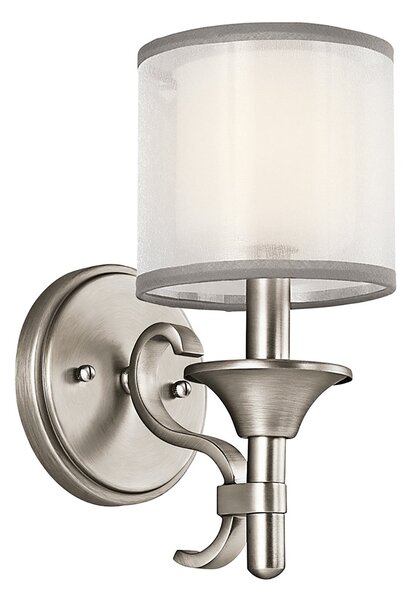 Applique Contemporanea Lacey Acciaio Peltro Antico Tessuto 1 Luce E14