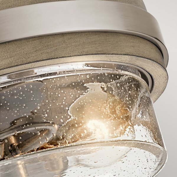 Lampada A Soffitto Contemporanea Grand Bank Acciaio Grigio Antico Vetro 2 Luci E27