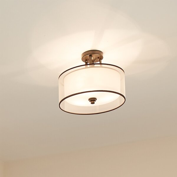 Lampada A Soffitto Contemporanea Lacey Acciaio Bronzo Antico Tessuto 3 Luci E27