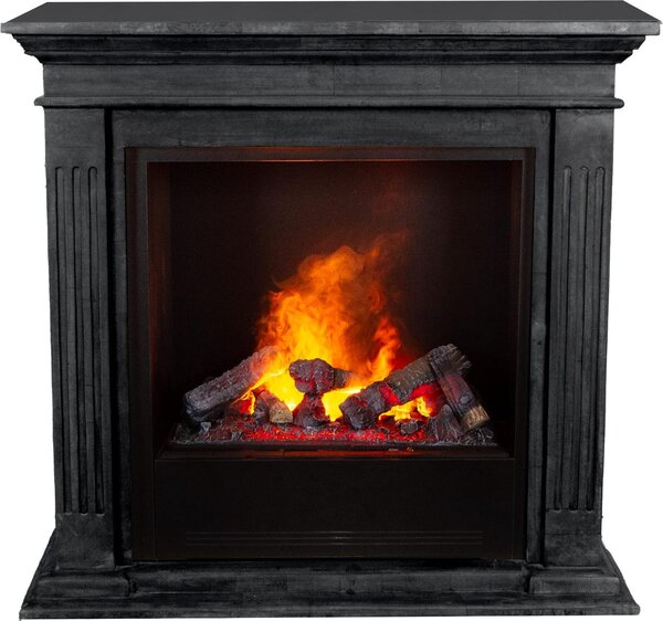 Caminetto a vapore acqueo Xaralyn - Cadiz EC6-SWU - pietra naturale nera - con telecomando - caminetto elettrico Opti-Myst - caminetto da incasso incluso - caminetto decorativo