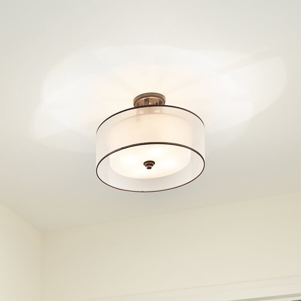 Lampada A Soffitto Contemporanea Lacey Metallo Bronzo Antico Tessuto 4 Luci E27