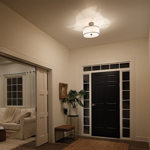 Lampada A Soffitto Contemporanea Lacey Acciaio Bronzo Antico Tessuto 3 Luci E27