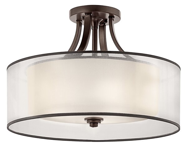 Lampada A Soffitto Contemporanea Lacey Metallo Bronzo Antico Tessuto 4 Luci E27