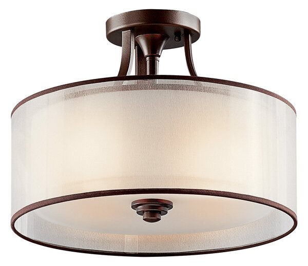 Lampada A Soffitto Contemporanea Lacey Acciaio Bronzo Antico Tessuto 3 Luci E27