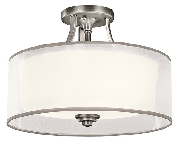 Lampada A Soffitto Contemporanea Lacey Acciaio Peltro Antico Tessuto 3 Luci E27