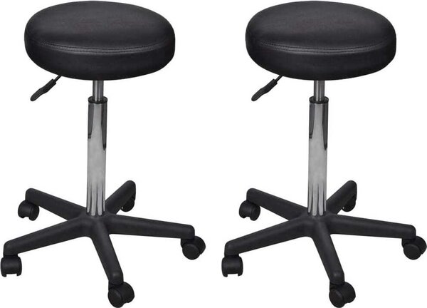VidaXL Sgabello da ufficio 2 pezzi nero 35,5x84 cm in Pelle finta - Sedia da ufficio - Sedie da ufficio - Sgabello da ufficio - Sgabello Roll