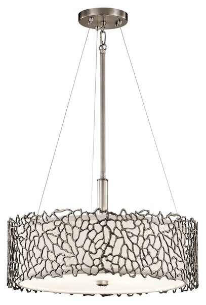 Lampadario Contemporaneo Silver Coral Metallo Peltro Classico Vetro 3 Luci E27